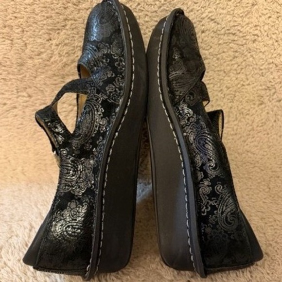 Alegria Paloma Black Paisley Leather Mary Jane Rocker Shoes JIL-561 Womens 8 W - Picture 6 of 9